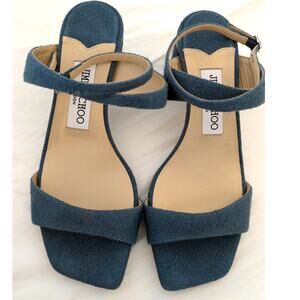 Jimmy Choo Jago Denim Ankle Strap Sandals